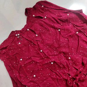 Red Midi Pearl Work Dress