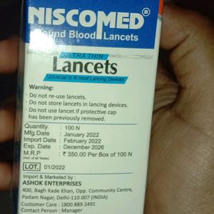 NJSCOMED Round Blood steriled Thinner Lancets Pack Of 100 - For Blood Glucose Monitoring System