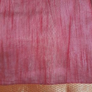 Maroon and Golden Shiny Saree with Zari Border