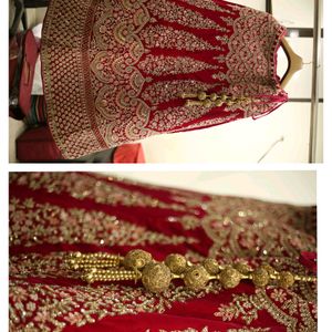 Bridal Maroonish Red Silk Cutdana Lehenga