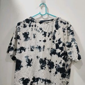 Tie Dye Black And White Crop Tshirt