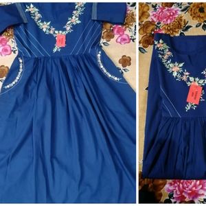 New Blue Embroidery Kurti