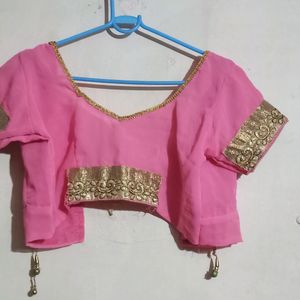 Pink and Golden Two Colour Saree For Festive wear