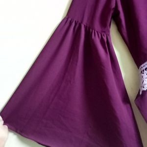 Lovely Wine Colour Crop Top With Butterfly Sleeves