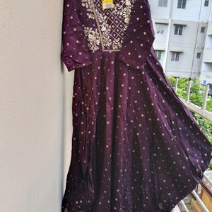 Wine Colour Ethnic Gown