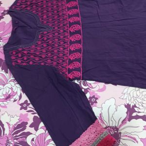 Purple Kurti Set With Only Kurt And Dupatta