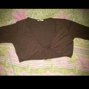 Brown Crop Tie Up Shrug, Xs Size