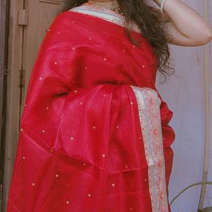 Saree With Stiched Blouse ❤️