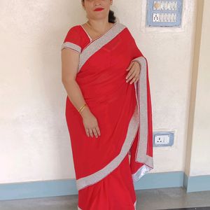 Bridal Red Saree With Blouse 😍❤️