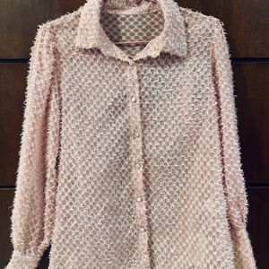 Urbanic Pink Furry Feel Textured Shirt