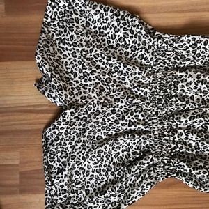 Leopard Print Black And White Shorts Jumpsuit