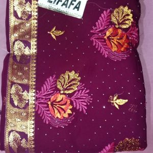 Beautiful Saree Purple Colour Festival Wedding