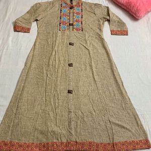 🆕Embroidery Pure Cotton Kurta (XXL)