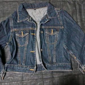 Denim Crop Jacket- Dull Blue Wash