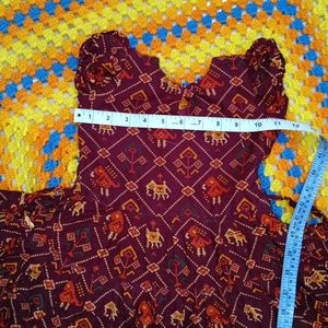 Beautiful Patola Printed Pure Cotton Baby Frock