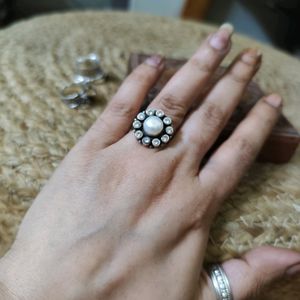 92.5 Pure Silver Ring With Original Pearl