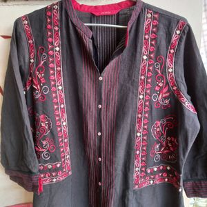 Jacket Embroidered Black Kurta