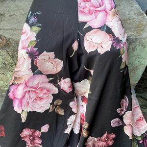 Black Crepe Floral Printed Plazo