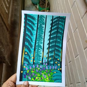 Aesthetic Forest Painting On A5 Sheet