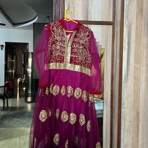 Beautiful Anarkali Gown Amazing Velvet Handwork