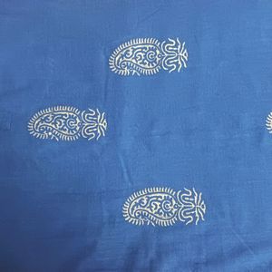 Blue Printed Cotton Blend Kurta