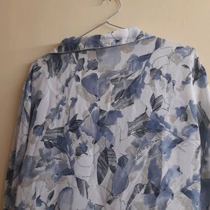 Blue Flower Print Top