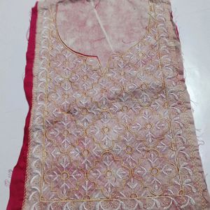 Neck Embroidery Patch Pink White N Golden