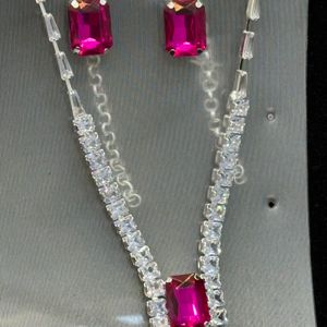 Silver Pink Diamond Set