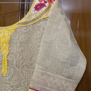 Beige Kurta With Designer Pants