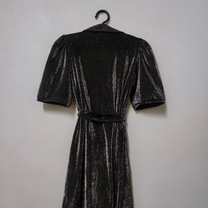 Wrap Shimmer Knee Length Dress