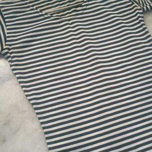 Girls Black & White Striped Top