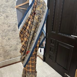 Linen Multicolor Printed Saree