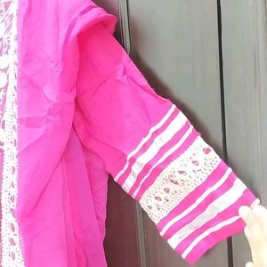 Rose Color Anarkali Set