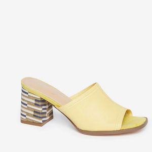 LUNA BLU by Westside Yellow Block-Heeled Mules