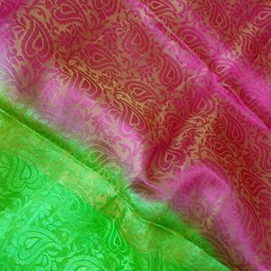 Parrot Green & Magenta Pink Saree & Blouse piece