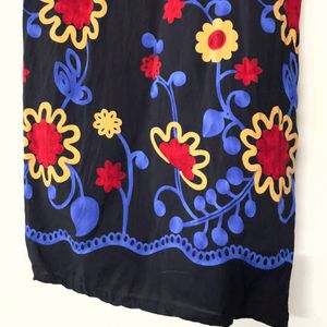 Black Lower With Flower Embroidery