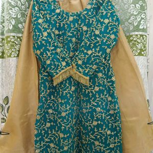 Kurti Plazo Set With Net Dupatta