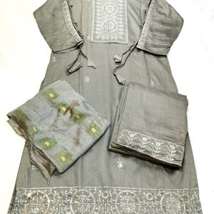 Maslin Fabric Material Kurta Set