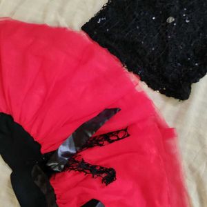 Red And Black Skirt Set For Baby Girl Party Wear