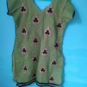 Green Silk Cotton Chudidar Top