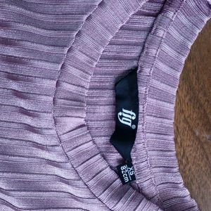 Striped Crew-Neck T-Shirt, Dark shiny Lavender, Medium Size