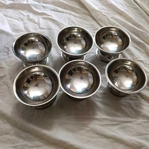 set Of 6 Stainless Steel Icecream Bowls