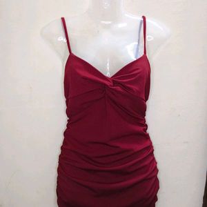 Maroon Bodycon Bow Dress🎀