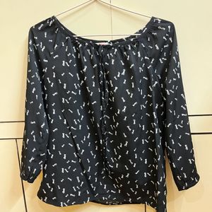 Black Bow Printed Shirt