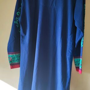 Blue And Pink Printed Warm Kurta.Size 3XL