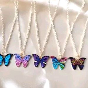 Butterfly Necklace With Free 1 Pair Of Earrin