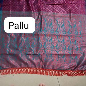 Heavy Weaving Reach Pallu And Border Banarasi Sari