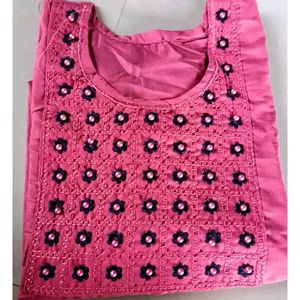 New Pink Kurti With Pearl