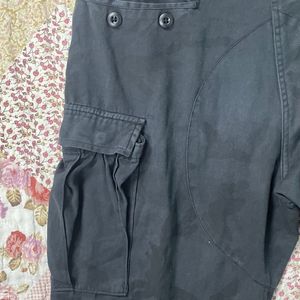 Black Washed 6 Pocket Military Cargo Thrifted Pant