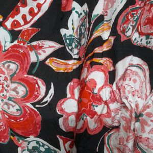 Korean Branded Floral Design Printed Top Tunic Red